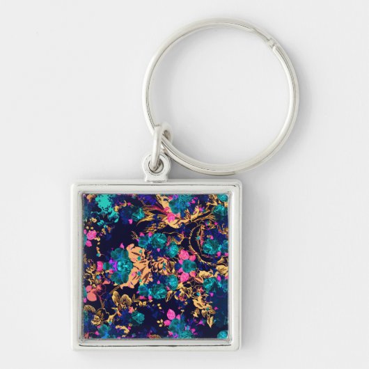 Zachte chic abstracte bloemen achtergrond sleutelhanger (Voorkant)