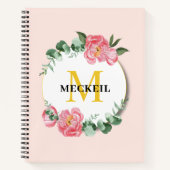 Zachte Chic Blush Roze Pioenblad Botanische Bloem Notitieboek (Voorkant)
