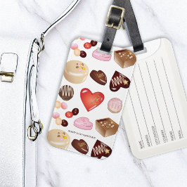 Zachte Chic Kleurrijk Chocolade Snoep Hart Patroon Bagagelabel