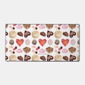 Zachte Chic Kleurrijke Chocolade Snoep Hart Patroo Bureaumat (Voorkant)