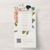 Zachte chique bloemenbruiloft Waterverf All In One Uitnodiging (Binnen)