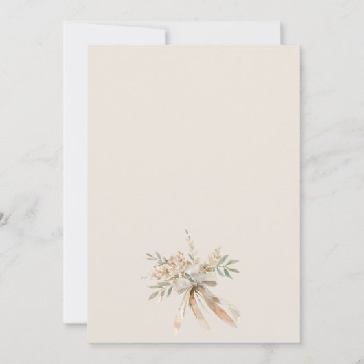 Zachte chique blush bloemenluifel botanische bruil kaart (Achterkant)