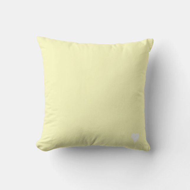 Zachte citroengele pastel effen kleur met hart kussen (Voorkant)