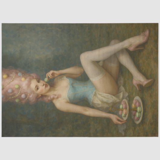 Zachte Confectie Muze – Macaron Rococo Decoupage Tissuepapier (Voorkant)