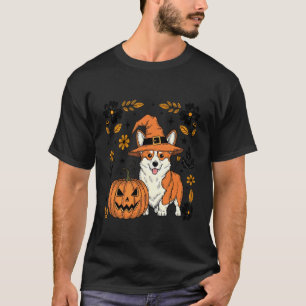 Zachte Corgi Halloween Kostuum Pompoen Bloemen Her T-shirt