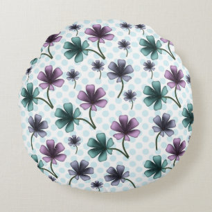 Zachte Cottagecore Bloemendessin Pastelkleurige Rond Kussen