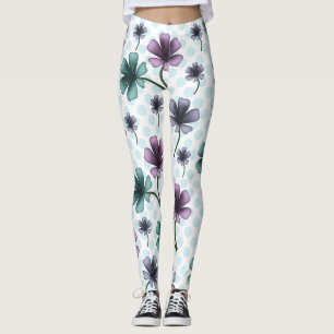 Zachte Cottagecore Bloemmotief   Pastelkleurige Es Leggings