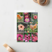 Zachte Cream & Roze Bloem Collage Notitiekaartje (Voorkant / Achterkant in situ)