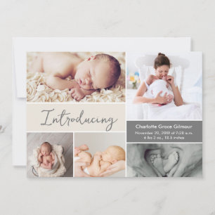 Zachte Crème Baby Meisje foto collage Script Aankondiging