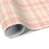  Zachte Crème en Blozende Roze Plaid Cadeaupapier (Rol Hoek)