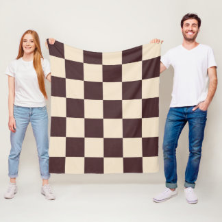 Zachte Crème en Donkerbruine Geruite Fleece Deken
