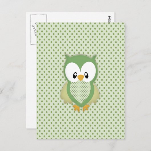 Zachte crème en gele uil briefkaart (Voorkant / Achterkant)