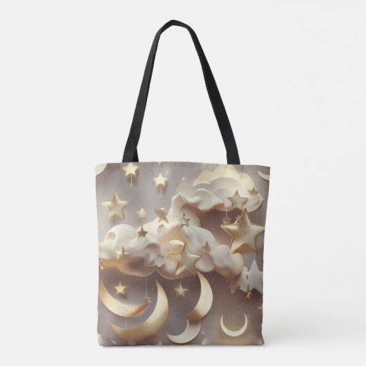 Zachte Crème Hemelmaansfasen Tote Bag (Achterkant)