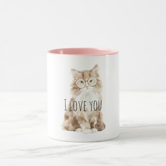 Zachte Crème Kat Met Bril Mok (Midden)