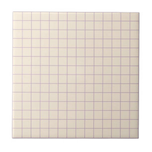 Zachte crème & Paarse geruite retro minimalist Tegeltje