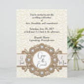 Zachte crème wervelt bruiloft uitnodiging (Staand voorkant)