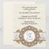 Zachte crème wervelt bruiloft uitnodiging (Voorkant / Achterkant)