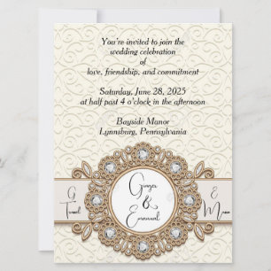 Zachte crème wervelt bruiloft uitnodiging