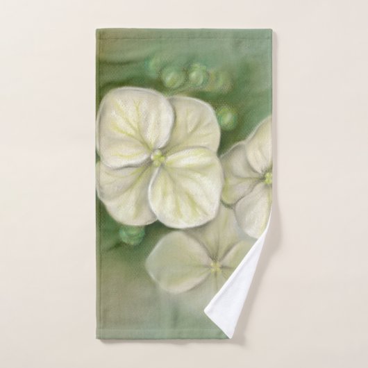 Zachte crème Witte pasta Hydrangea Floral Bad Handdoek (Handdoek)