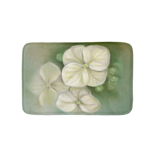 Zachte crème Witte pasta Hydrangea Floral Badmat (Voorkant)