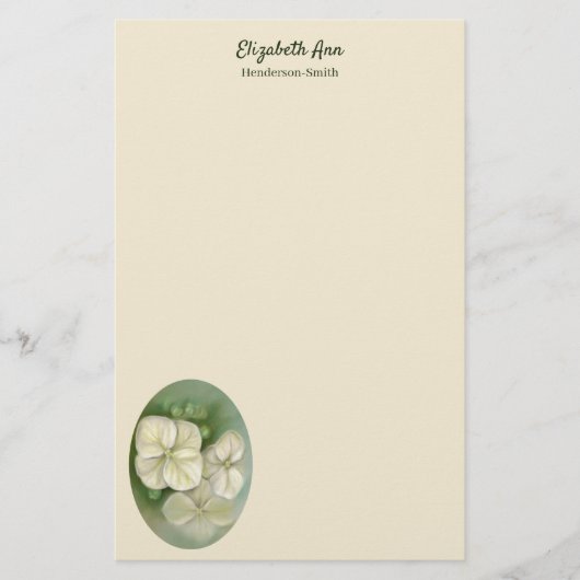 Zachte crème Witte pasta Hydrangea Floral Briefpapier (Voorkant)
