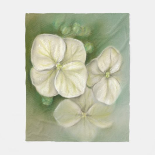 Zachte crème Witte pasta Hydrangea Floral Fleece Deken (Voorkant)