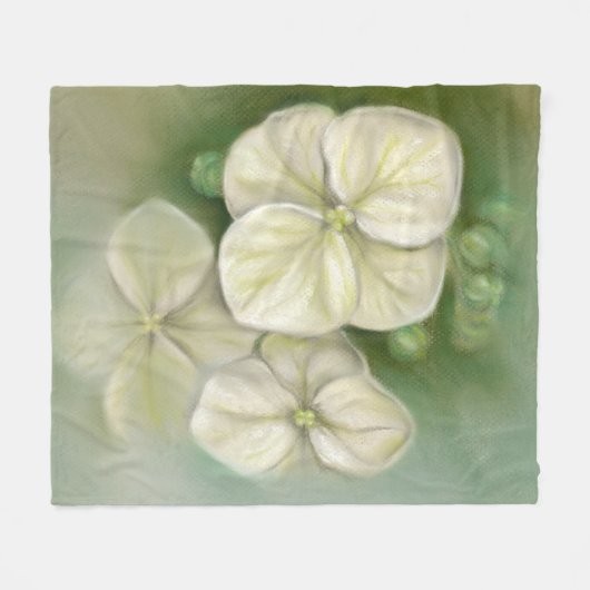 Zachte crème Witte pasta Hydrangea Floral Fleece Deken (Voorkant (Horizontaal))