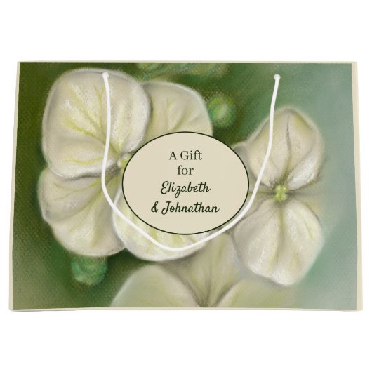 Zachte crème Witte pasta Hydrangea Floral Groot Cadeauzakje (Voorkant)