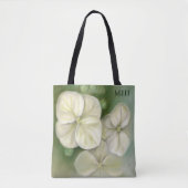 Zachte crème Witte pasta Hydrangea Floral Monogram Tote Bag (Voorkant)