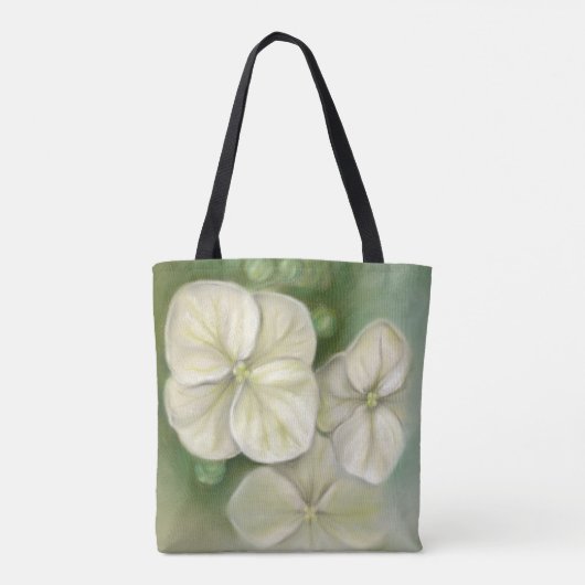 Zachte crème Witte pasta Hydrangea Floral Monogram Tote Bag (Achterkant)
