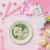 Zachte crème Witte pasta Hydrangea Floral Papieren Bordje (Feest)