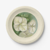 Zachte crème Witte pasta Hydrangea Floral Papieren Bordje (Voorkant)