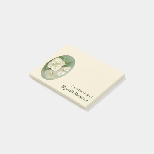 Zachte crème Witte pasta Hydrangea Floral Post-it® Notes (Schuin)