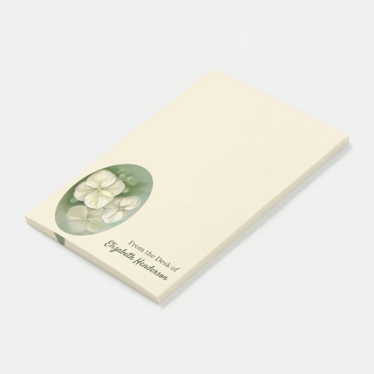 Zachte crème Witte pasta Hydrangea Floral Post-it® Notes (Schuin)
