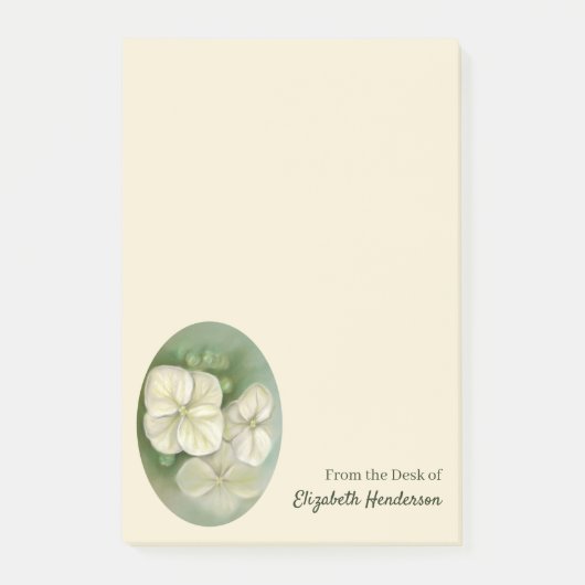 Zachte crème Witte pasta Hydrangea Floral Post-it® Notes (Voorkant)