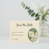 Zachte crème Witte pasta Hydrangea Floral Save Dat Aankondigingskaart (Staand voorkant)