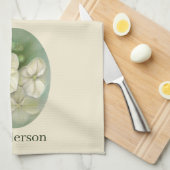 Zachte crème Witte pasta Hydrangea Floral Theedoek (Quarter Fold)