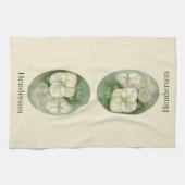 Zachte crème Witte pasta Hydrangea Floral Theedoek (Horizontaal)