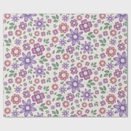 zachte crèmekleurige grillige bloempatroon cadeaupapier