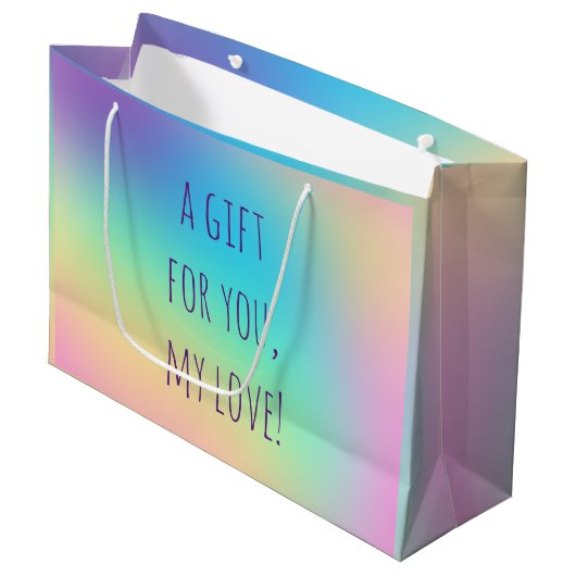 Zachte curmatische regenbooggradiënt groot cadeauzakje (Voorkant Gekanteld)