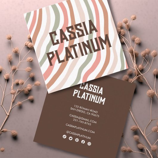 Zachte curven, een neutraal, minimalistisch sociaa vierkante visitekaartje