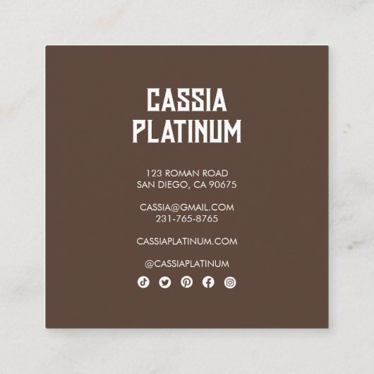 Zachte curven, een neutraal, minimalistisch sociaa vierkante visitekaartje (Achterkant)
