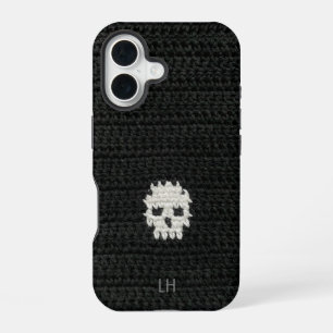 Zachte Cute Goth gehaakte schedel garen aangepaste iPhone 16 Hoesje