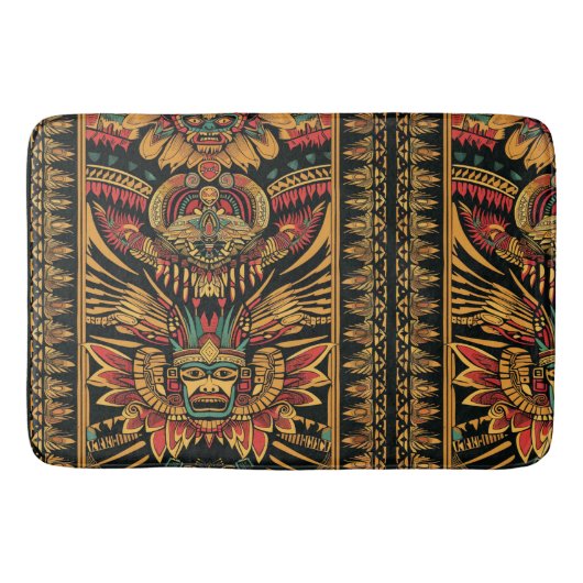 Zachte Cyaan "Aztec Dream" Pluche Badmat (Voorkant)