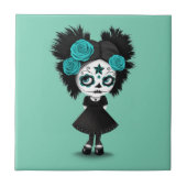 Zachte dag van het dode meisje met Big Eyes Blue Tegeltje (Voorkant)