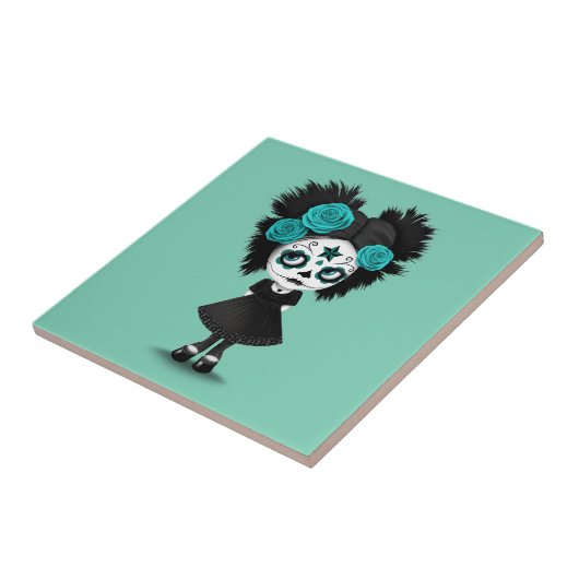 Zachte dag van het dode meisje met Big Eyes Blue Tegeltje (Zijkant)