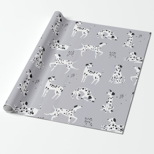Zachte Dalmatiër Hond Patroon Cadeaupapier (Uitgerold)