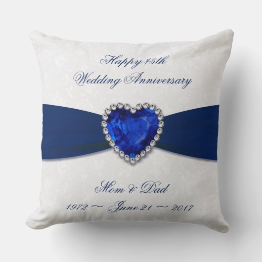 Zachte Damask 45th Wedding Jubileum Sierkussen (Voorkant)