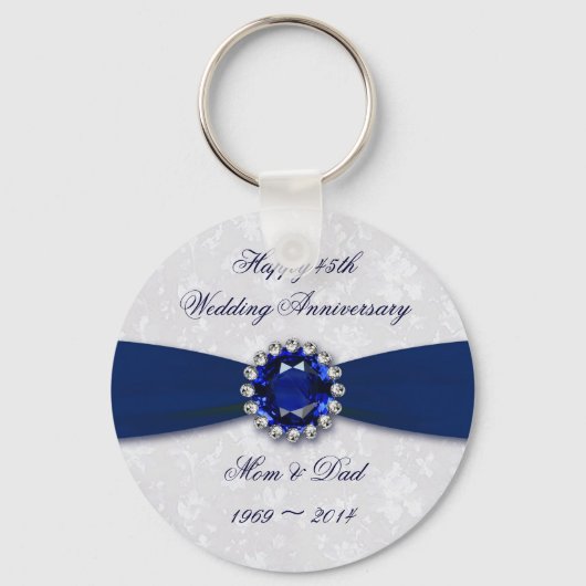 Zachte Damask 45th Wedding Jubileum Sleutelhanger (Voorkant)