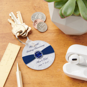 Zachte Damask 45th Wedding Jubileum Sleutelhanger